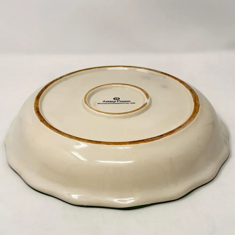 Vtg Ceramic Irish Hearth Blessing Pie Plate Fluted Green Shamrock Baking Dish